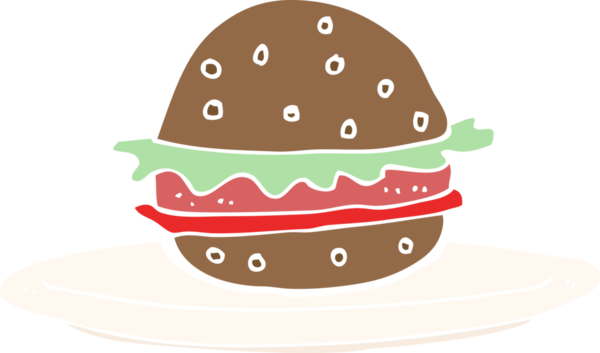 Tabakta bir insan tarafından çizilmiş hamburgerin düz renk çizimi