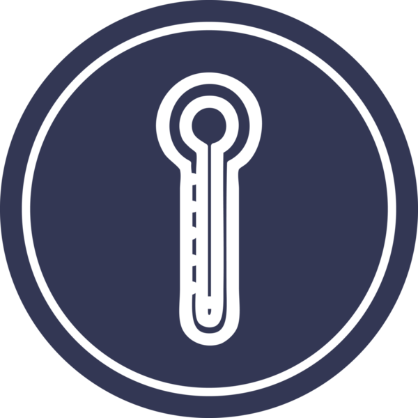 Bir insan tarafından çizilmiş cam termometre dairesel simgesi