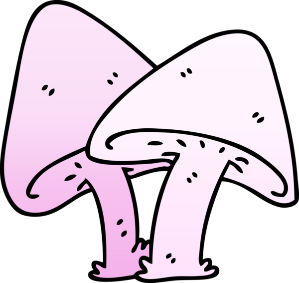 bir insan tarafından çizilmiş gölgelenmiş tuhaf mantarlar.