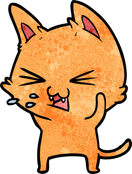 Bir insan tarafından çizilmiş kedi tıslaması.