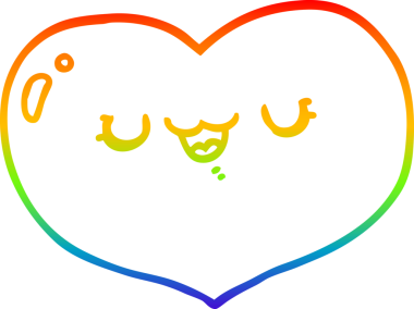 Gökkuşağı gradyan çizgi çizimi Bir insan tarafından çizilmiş bir aşk kalbi