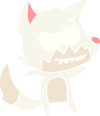 Bir insan tarafından çizilmiş düz renk çizgi film çizimi sırıtan tilki