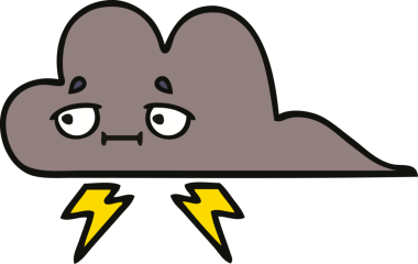 Bir insan tarafından çizilmiş fırtına bulutunun sevimli karikatürü.