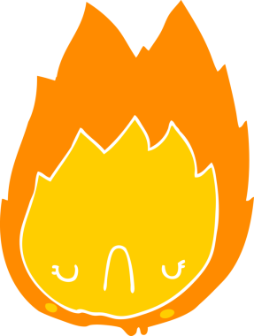 Bir insan tarafından çizilmiş düz renk çizgi film mutsuz alev