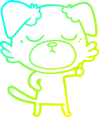 Bir insan tarafından çizilmiş şirin bir çizgi köpeğin soğuk gradyan çizgisi.