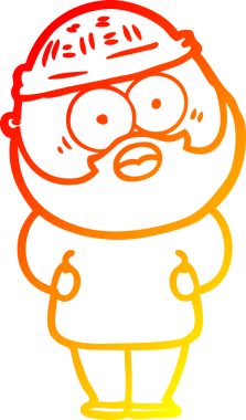 Bir çizgi film karakteri, bir insan tarafından çizilmiş sakallı bir adamı şaşırttı.