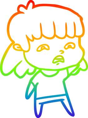 Gökkuşağı gradyan çizimi Bir insan tarafından çizilmiş endişeli bir çizgi kadın