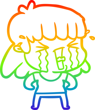 Gökkuşağı gradyan çizgi çizimi Bir insan tarafından çizilmiş gözyaşları içinde bir çizgi kadın