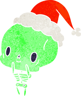 Bir insan tarafından çizilmiş Kawaii iskeletinin eski bir karikatürü.