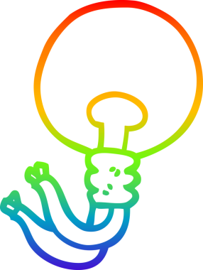 gökkuşağı gradyan çizgi çizimi bir insan tarafından çizilmiş bir ampul