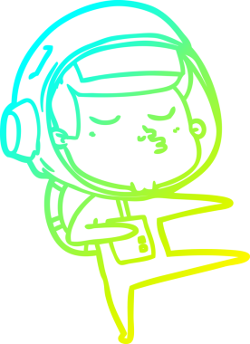 Bir insan tarafından çizilmiş kendinden emin bir astronotun soğuk çizgi çizimi.