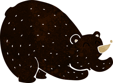 Bir insan tarafından çizilmiş esneyen siyah ayı çizgi filmi.