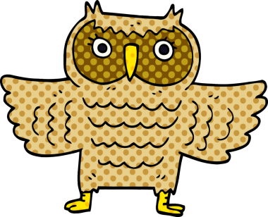 Bir insan tarafından çizilmiş yaşlı baykuş.