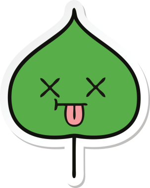 Bir insan tarafından çizilmiş sevimli bir çizgi film yaprağının çıkartması.