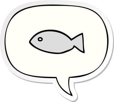 bir insan tarafından çizilmiş balon etiketli karikatür balığı sembolü