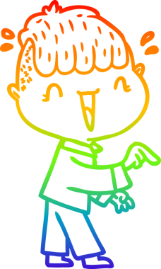 Gökkuşağı gradyan çizgi çizimi Bir insan tarafından çizilmiş mutlu çocuk