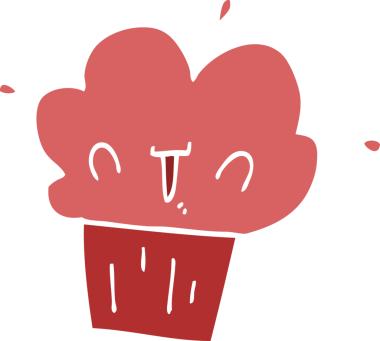 Bir insan tarafından çizilmiş düz renkli çizgi film keki.