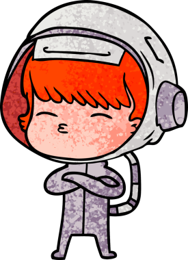 Bir insan tarafından çizilmiş meraklı astronot çizgi filmi.