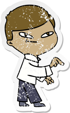 Bir insan tarafından çizilmiş karikatür işaretli adamın sıkıntılı çıkartması.