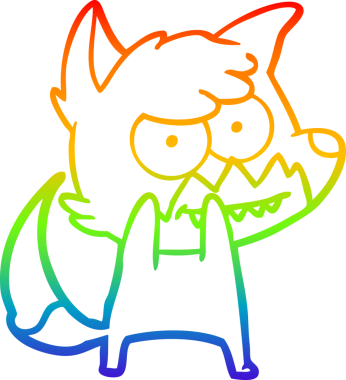 Bir insan tarafından çizilmiş sırıtan tilki çizgi çizimi.