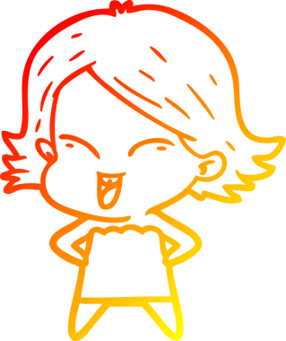 Bir insan tarafından çizilmiş mutlu bir çizgi film kızı çizimi