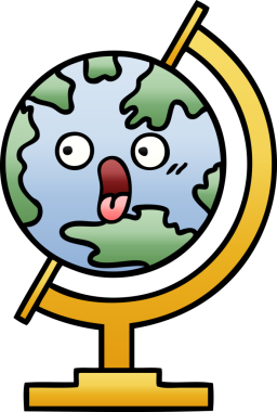 Bir insan tarafından çizilmiş dünyanın gölgeli bir karikatürü.