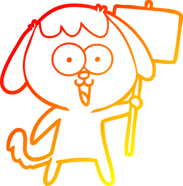 Bir insan tarafından çizilmiş sevimli bir köpeğin sıcak çizgi çizgisi.