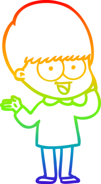 gökkuşağı gradyanı çizimi bir insan tarafından çizilmiş mutlu bir çizgi film çocuğu