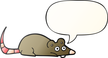 bir insan tarafından çizilmiş düzgün eğimli konuşma baloncuklu çizgi film faresi