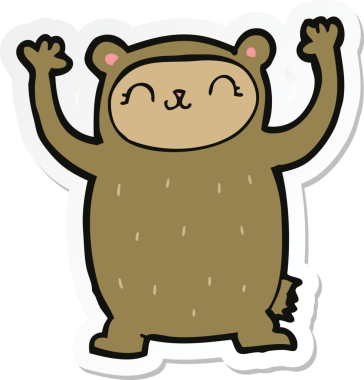 Bir insan tarafından çizilmiş şirin bir ayının çıkartması.