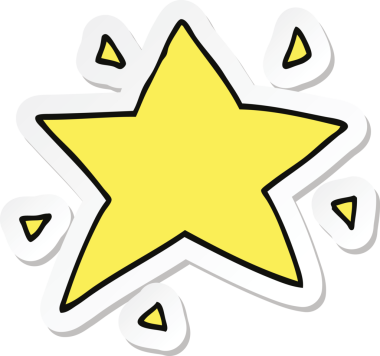 Bir insan tarafından çizilmiş bir çizgi film yıldızının çıkartması.