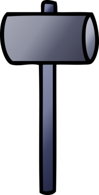 Bir insan tarafından çizilmiş bir çekicin el çizimi karikatürü.