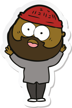 Bir insan tarafından çizilmiş sakallı bir adamın çıkartması.