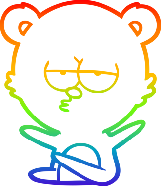 Bir insan tarafından çizilmiş sıkılmış bir ayı çizgi filminin çizimi.