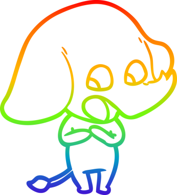 Gökkuşağı gradyan çizgisi bir insan tarafından çizilmiş şirin bir fil çizimi