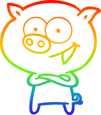 Bir insan tarafından çizilmiş neşeli bir domuz çizgi filminin gradyan çizimi.