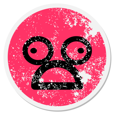 Bir insan tarafından çizilmiş korkmuş dairesel bir etiket.