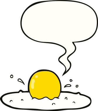 Bir insan tarafından çizilmiş konuşma baloncuklu yumurta.