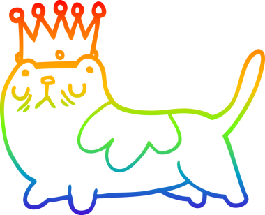 Gökkuşağı gradyan çizgi çizimi bir insan tarafından çizilmiş kibirli bir kedi