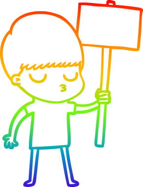 Gökkuşağı gradyan çizgi çizimi bir insan tarafından çizilmiş sakin bir çocuk