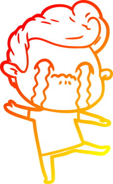 Bir insan tarafından çizilmiş ağlayan bir çizgi film karakteri çizimi.