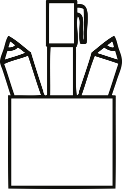 Bir insan tarafından çizilmiş kalem kabının çizgi çizimi