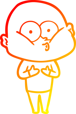 Bir insan tarafından çizilmiş kel bir adamın sıcak çizgi çizimi.