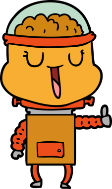 Bir insan tarafından çizilmiş mutlu çizgi film robotu