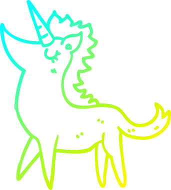 Bir insan tarafından çizilen tek boynuzlu atın soğuk gradyan çizimi