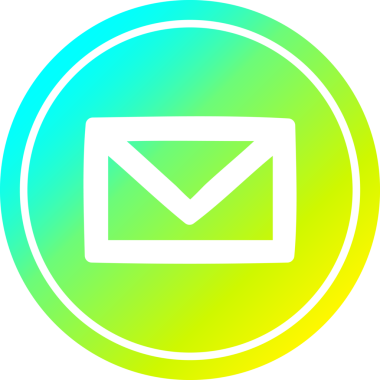 Zarf harfi dairesel simgesi, bir insan tarafından çizilen havalı gradyan bitiş