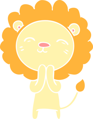 Bir insan tarafından çizilmiş düz renkli çizgi film aslanı