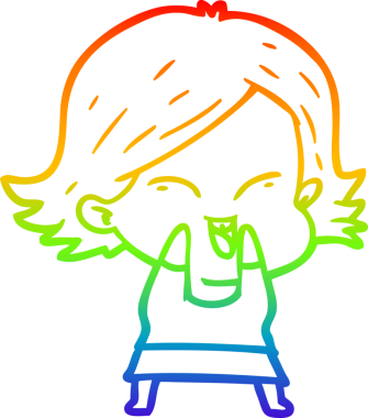 gökkuşağı gradyan çizimi mutlu bir çizgi film kızı bir insan tarafından çizildi