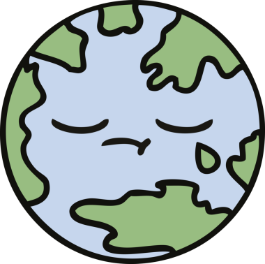 Bir insan tarafından çizilmiş şirin bir dünya karikatürü.