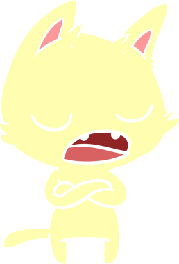 Bir insan tarafından çizilmiş çapraz kollu konuşan bir kedi.